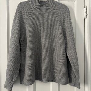 Gray Ribbed Knit Women's Sweater